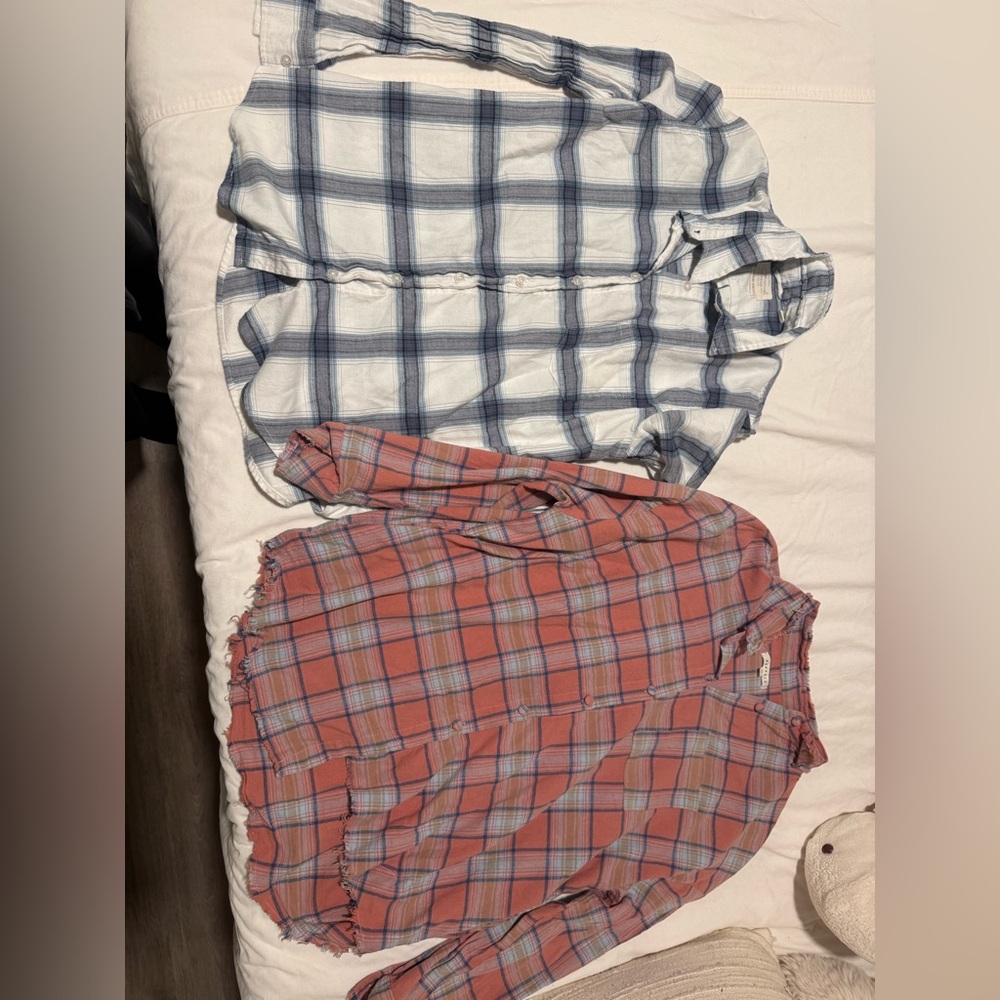 Bundle of 2 lightweight plaid button up tops